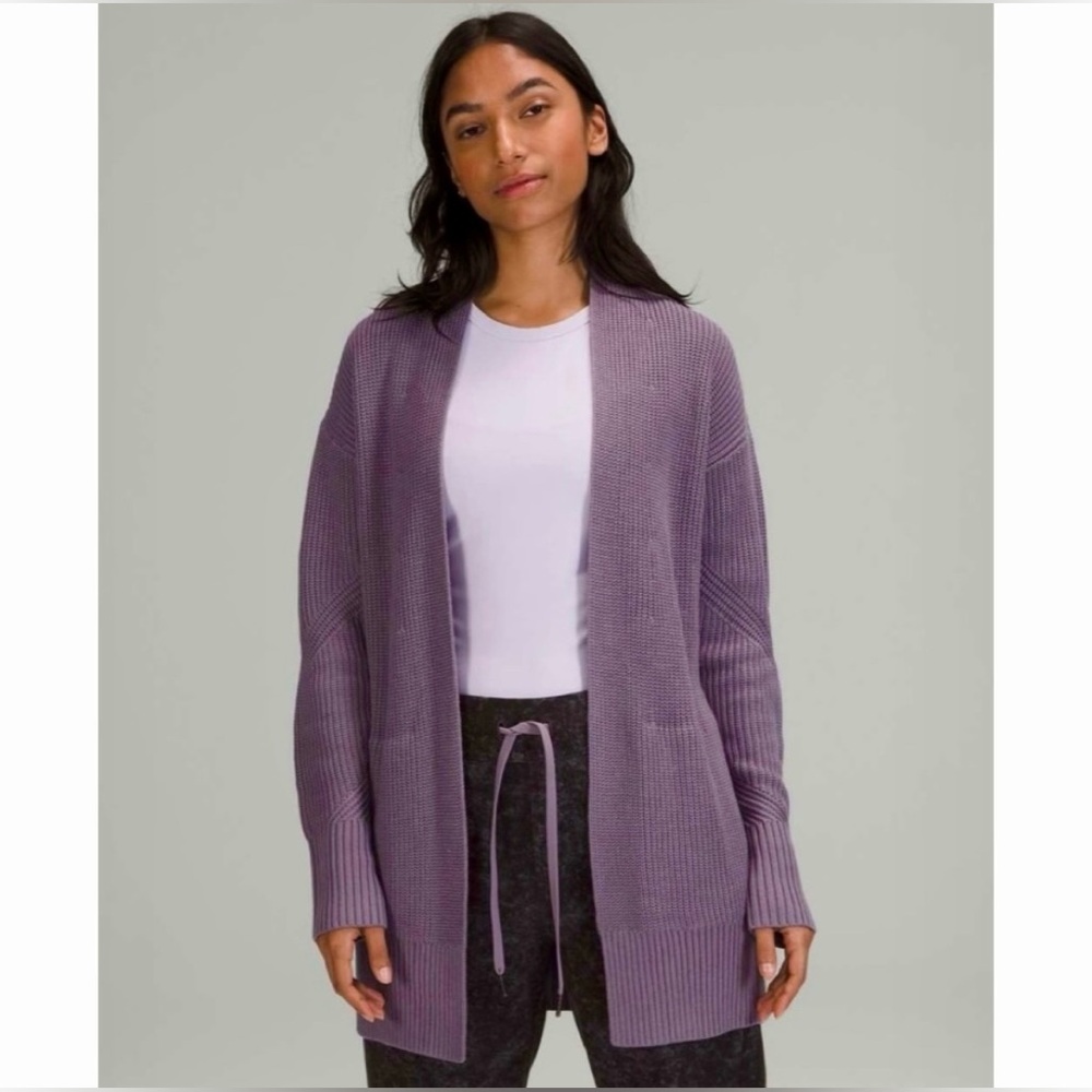 Lululemon Cashlu Open-Front Cardigan Sweater Dusky Lavender Purple